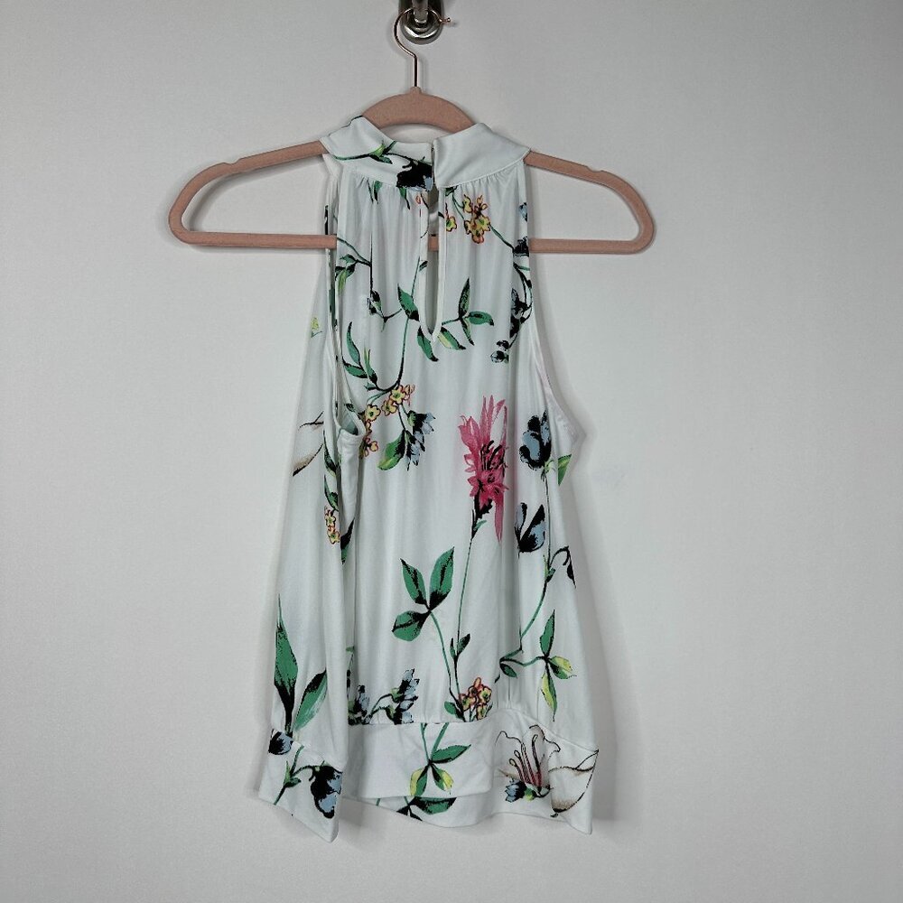 NWT White House Black Market Shirred Front Halter Top Springtime Lily XS - Picture 2 of 8